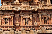 The great Chola temples of Tamil Nadu - The Brihadishwara Temple of Thanjavur. Decoration on temple walls. 